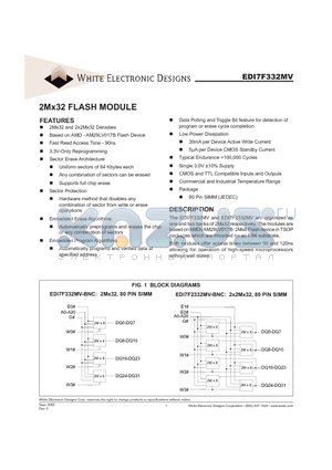 EDI7F2332MV120BNC datasheet - 2Mx32 FLASH MODULE