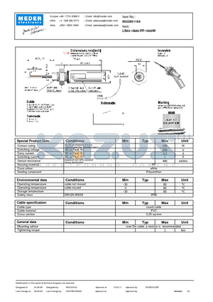 LS03-1A85-PP-1500W datasheet - LS Level Sensor