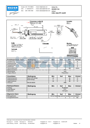 LS03-1A85-PP-1500W_DE datasheet - (deutsch) LS Level Sensor