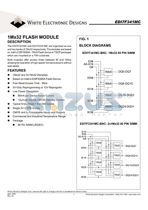 EDI7F2341MC120BNC datasheet - 1Mx32 FLASH MODULE