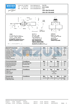 LS03-1B71-PA-5000W datasheet - LS Level Sensor