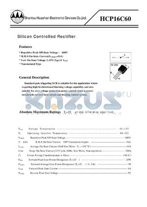 HCP16C60 datasheet - Silicon Controlled Rectifier