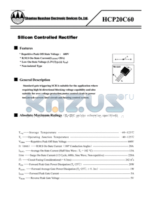 HCP20C60 datasheet - Silicon Controlled Rectifier
