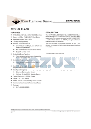 EDI7F33512V datasheet - 512Kx32 FLASH