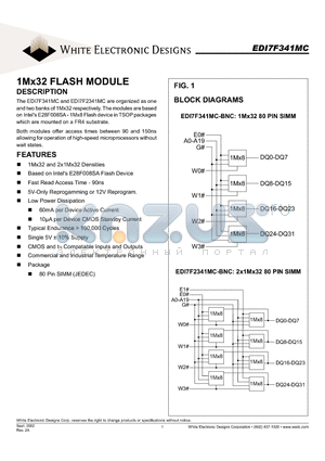 EDI7F341MC datasheet - 1Mx32 FLASH MODULE