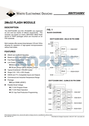 EDI7F342MV150BNC datasheet - 2Mx32 FLASH MODULE