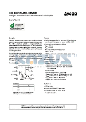 HCPL-0466 datasheet - Intelligent Power Module and Gate Drive Interface Optocouplers