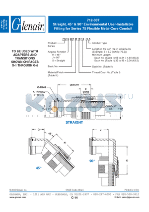 712J387S1608 datasheet - Straight, 45` & 90` Environmental User-Installable Fitting