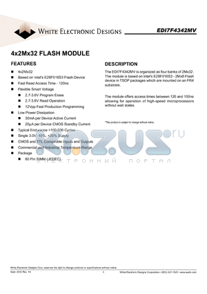 EDI7F4342MV datasheet - 4x2Mx32 FLASH MODULE