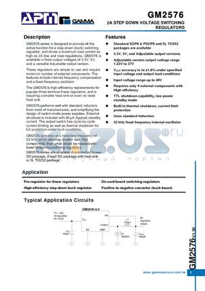 GM2576 datasheet - 2A STEP DOWN VOLTAGE SWITCHING REGULATORS