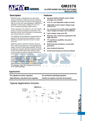 GM2576-3.3PS8R datasheet - 2A STEP DOWN VOLTAGE SWITCHING REGULATORS