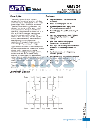 GM324 datasheet - LOW POWER QUAD OPERATIONAL AMPLIFERS