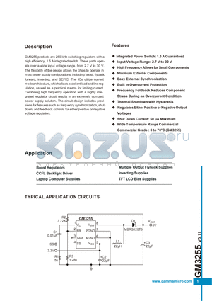 GM3255S8T datasheet - 1.5A 280kHz DC-DC CONVERTOR BOOST REGULATOR