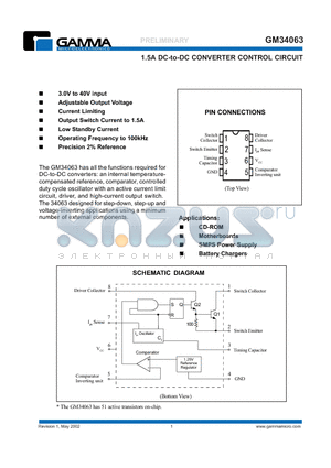 GM34063 datasheet - 1.5A DC-to-DC CONVERTER CONTROL CIRCUIT