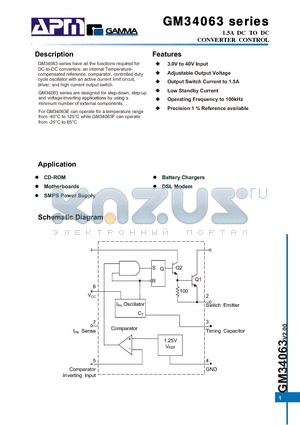 GM34063 datasheet - 1.5A DC TO DC CONVERTER CONTROL