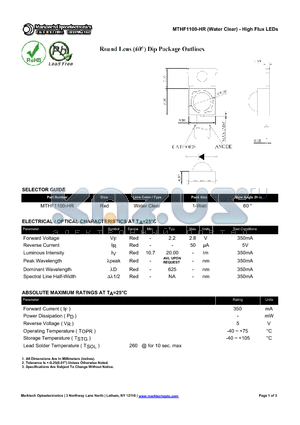 MTHF1100-HR datasheet - High Flux LEDs