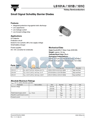 LS101A-GS18 datasheet - Small Signal Schottky Barrier Diodes