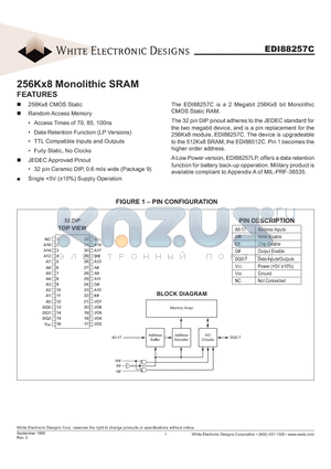 EDI88257CXCC datasheet - 256Kx8 Monolithic SRAM