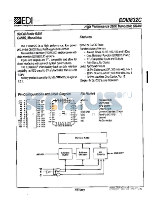 EDI8832C120QB datasheet - High Performance 256K Monolithic SRAM