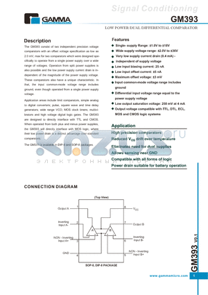 GM393S8T datasheet - LOW POWER DUAL DIFFERENTIAL COMPARATOR