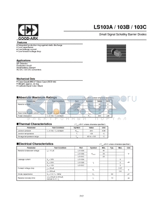 LS103B datasheet - Small Signal Schottky Barrier Diodes