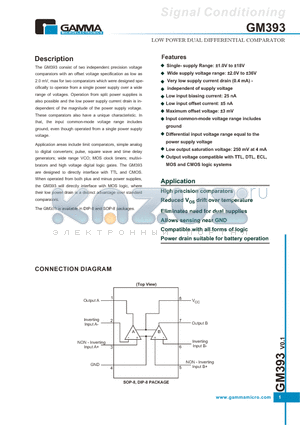 GM393S8R datasheet - LOW POWER DUAL DIFFERENTIAL COMPARATOR