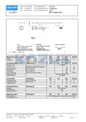 MK11-1A66B-1500W_DE datasheet - (deutsch) MK Reed Sensor