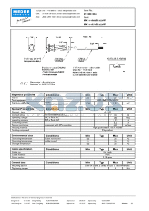 MK11-1A66B-2000W datasheet - MK Reed Sensors