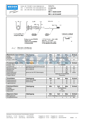 MK11-1A66B-2000W_DE datasheet - (deutsch) MK Reed Sensor