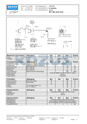 MK11-M8-1A46C-500W_DE datasheet - (deutsch) MK Reed Sensor