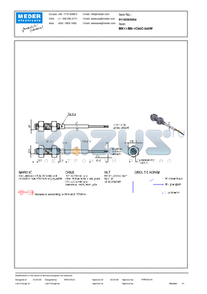 MK11-M8-1C90C-500W datasheet - MK Reed Sensor