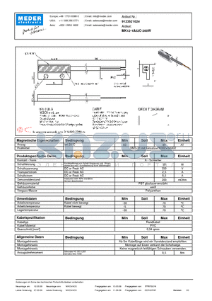 MK12-1A52C-200W_DE datasheet - (deutsch) MK Reed Sensor