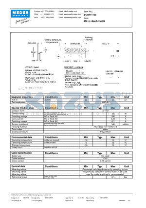 MK12-1A66B-1500W datasheet - MK Reed Sensor