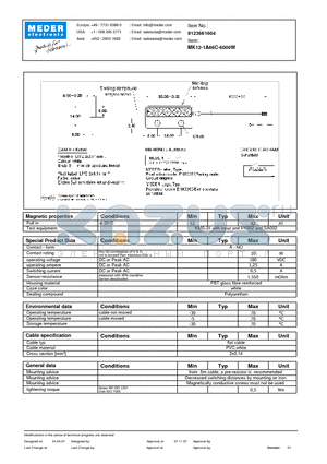 MK12-1A66C-6000W datasheet - MK Reed Sensors