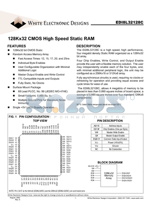 EDI8L32128C15AC datasheet - 128Kx32 CMOS High Speed Static RAM