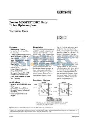 HCPL-3100 datasheet - Power MOSFET/IGBT Gate Drive Optocouplers
