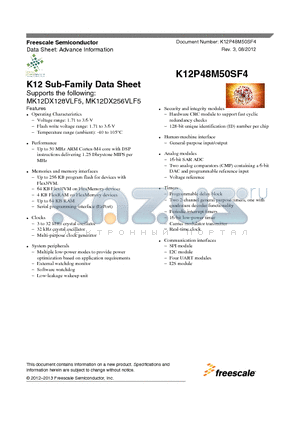 MK12DX128VLF5 datasheet - K12 Sub-Family Data Sheet