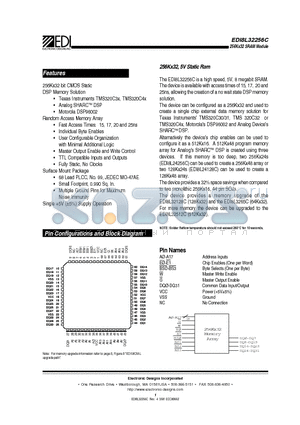 EDI8L32256C25AC datasheet - 256Kx32, 5V Static Ram