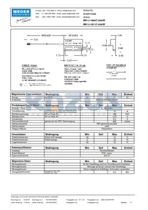 MK13-1A66C-2500W_DE datasheet - (deutsch) MK Reed Sensor