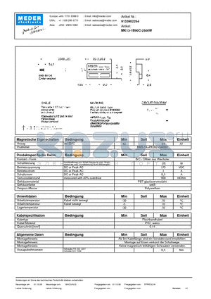 MK13-1B90C-2500W_DE datasheet - (deutsch) MK Reed Sensor