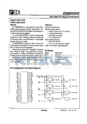 EDI8M3264C45C6B datasheet - HIGH SPEED TWO MEGABIT SRAM MODULE