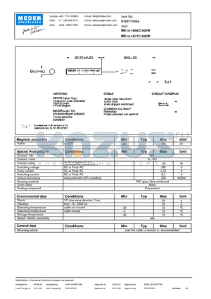 MK14-1A66C-500W datasheet - MK Reed Sensor