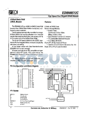 EDI8M8512C120C6B datasheet - HIGH SPEED FOUR MEGABIT SRAM MODULE