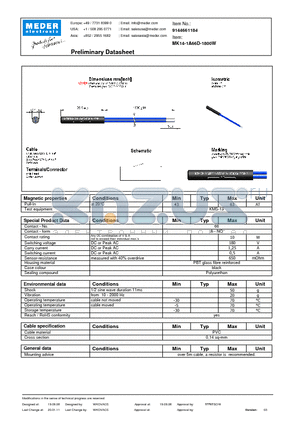 MK14-1A66D-1800W datasheet - MK Reed Sensors