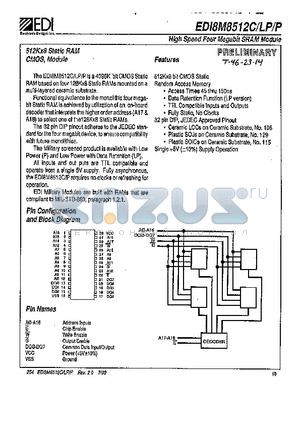 EDI8M8512LP datasheet - HIGH SPEED FOUR MEGABIT SRAM MODULE