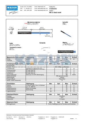 MK14-1B90E-500W_DE datasheet - (deutsch) MK Reed Sensor