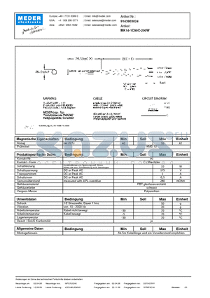 MK14-1C90C-200W_DE datasheet - (deutsch) MK Reed Sensor