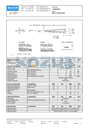 MK14-1C90E-500W datasheet - MK Reed Sensors