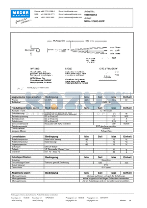 MK14-1C90E-500W_DE datasheet - (deutsch) MK Reed Sensor