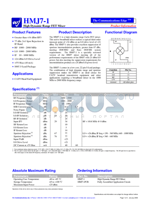 HMJ7-1PCB datasheet - High Dynamic Range FET Mixer